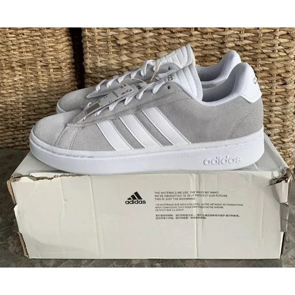Adidas Grand Court Alpha Sneaker Suede Leather Grey White Couldfoam Comfort - Picture 5 of 15